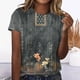 thumbnail image 1 of Fiudx Camisas de Mujer Top Casual de Manga Corta con Cuello Redondo y Estampado Retro para Mujer, 1 of 4