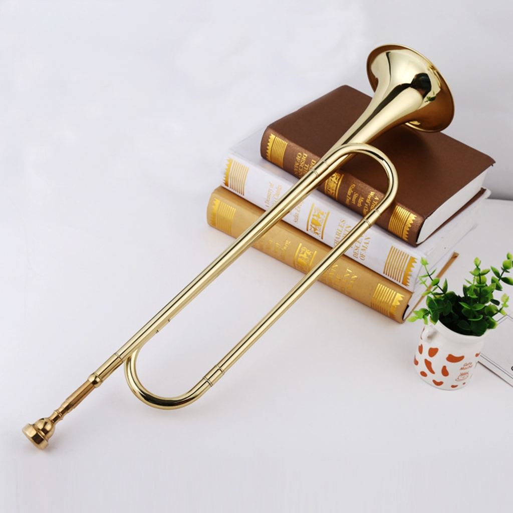 BQBQERT Brass Trumpet School Band Orchestras Bugle with Mouthpiece Musical Instruments Beginners Big Strides Spanish Bugle