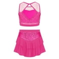 thumbnail image 3 of iixpin Kids Girls Jazz Ballet Modern Lyrical Dance Costume Cheerleading Sequin Tank Tops with Skirt Set Hot Pink 16, 3 of 6