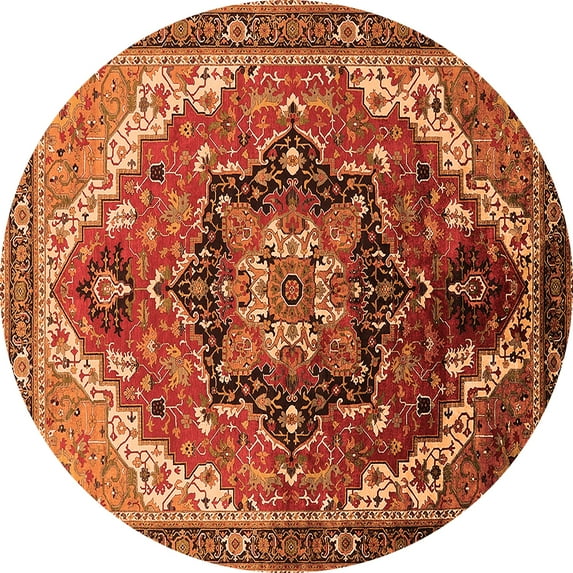 Ahgly Company Indoor Round Oriental Orange Industrial Area Rugs, 8' Round