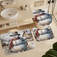 thumbnail image 6 of Rustic Cowboy Snowman Watercolor 4Pcs Shower Curtain Set with Rugs Shower Curtain And Rugs Shower Curtain Set Winter Snowman Waterproof Personality Pattern Bath Curtain for Bathroom Decor, 6 of 8