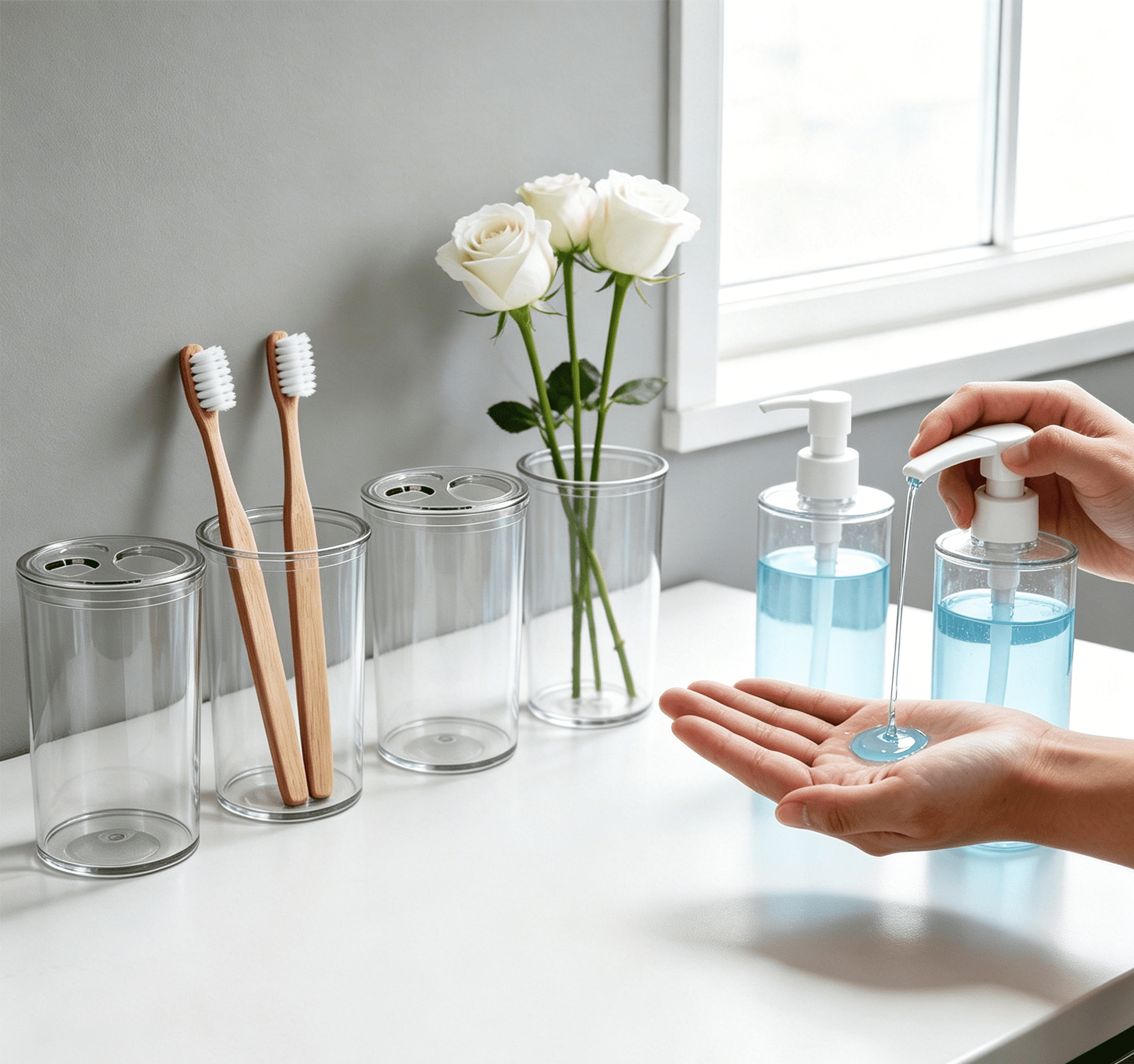 Koomade Bathroom Set 6-Piece Toothbrush Holders and Soap Dispensers