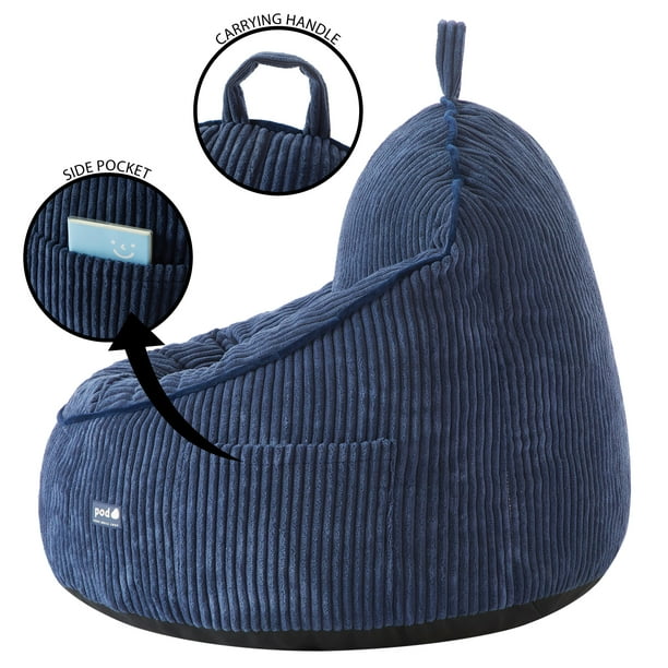Room Revival Compressed Foam Bean Bag Chair for Kids, Navy Blue