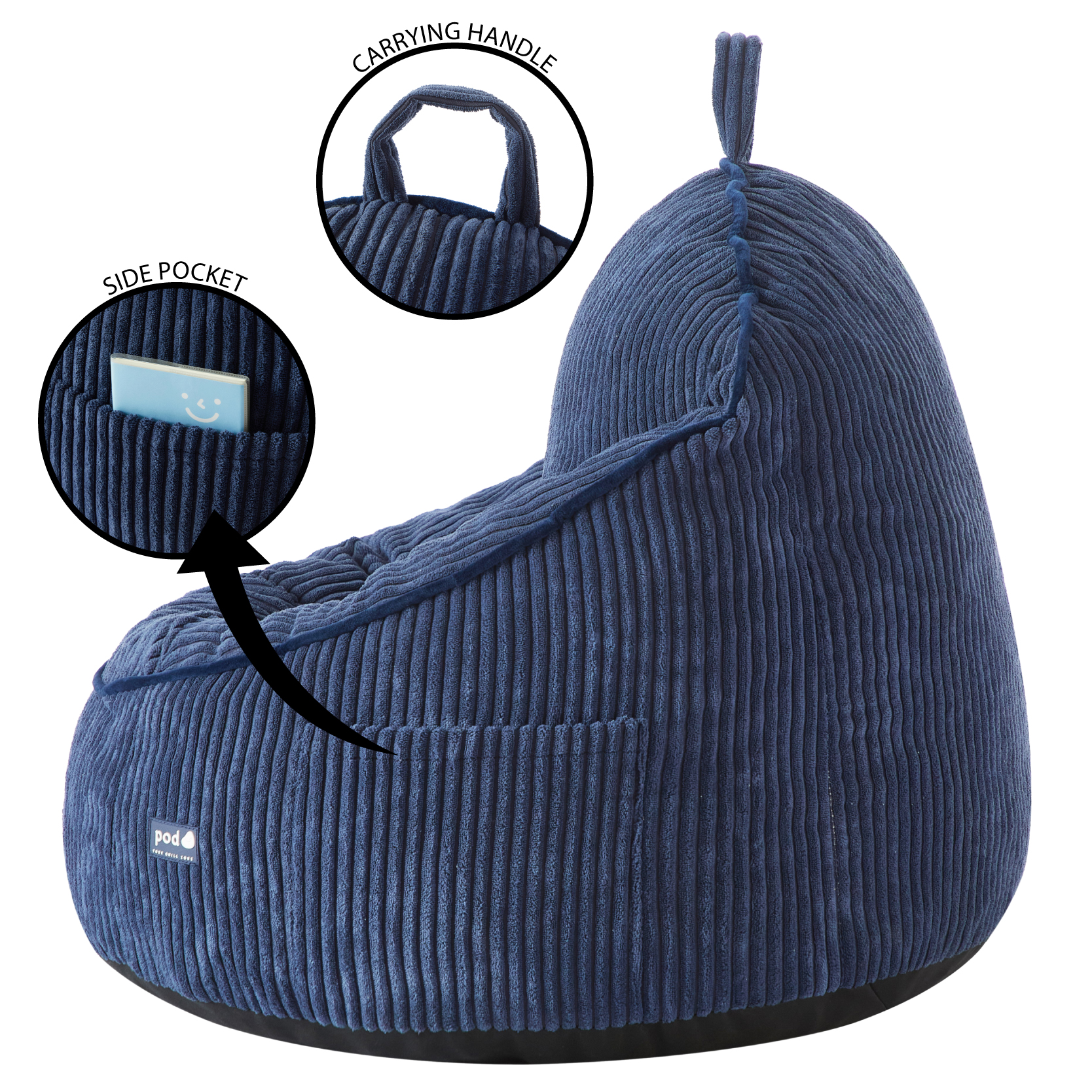 Room Revival Compressed Foam Bean Bag Chair for Kids, Navy photo 4