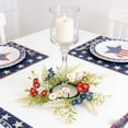 thumbnail image 4 of 4th of July Candle Rings, Artificial Flower Wreath Red Blue White Patriotic Candle Holder, Tables Centerpieces, Home Farmhouse Decor for Independence Day Memorial Day, 4 of 7