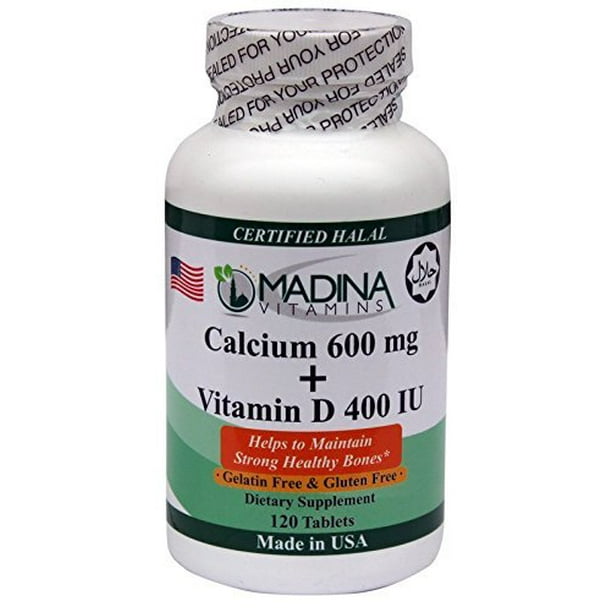 Calcium 600mg + Vitamin D 400 IU (120 Tablets Daily Supplement