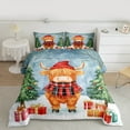 thumbnail image 2 of Manfei Farm Highland Cattle Bedding Comforter Set,Chic Christmas Tree Twin Comforter Sets,Brown Green Blue Bedding Set For Children,Luxury Bedroom Decor Reversible,2-Piece, 2 of 8