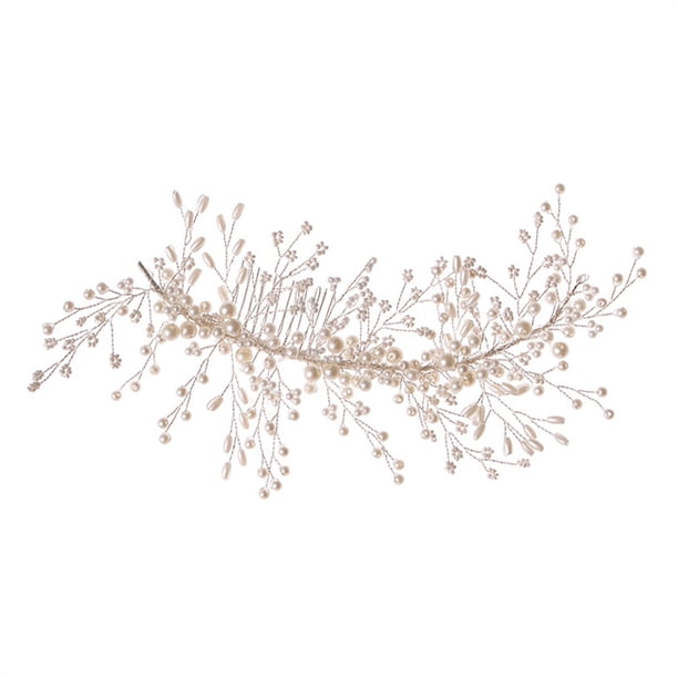 EeaseMX Peineta de perlas para boda, peineta de perlas para novia, joyería para peinado de novia, regalo