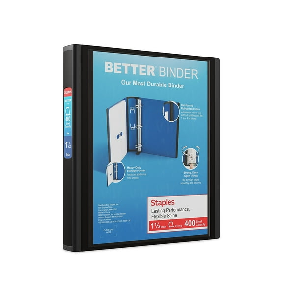 Staples 1 1/2" 3-Ring Better Binder Black 3/Pack ST55854-CCVS