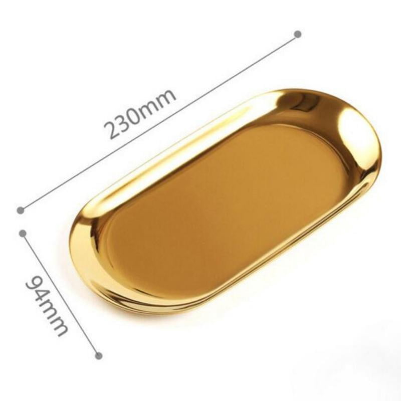 Gold Small Vanity Tray Satinless Steel Little Jewelry Tray Bathroom ...
