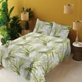 thumbnail image 2 of Tropical Sheet Set, Repetitive Exotic Palm Leaves Pattern Grungy Watercolor Illustration, Fitted & Flat Sheet with Pillowcase Bedding Accent 4 Pcs Set, Full, Yellow Green Pale Grey, by Ambesonne, 2 of 5