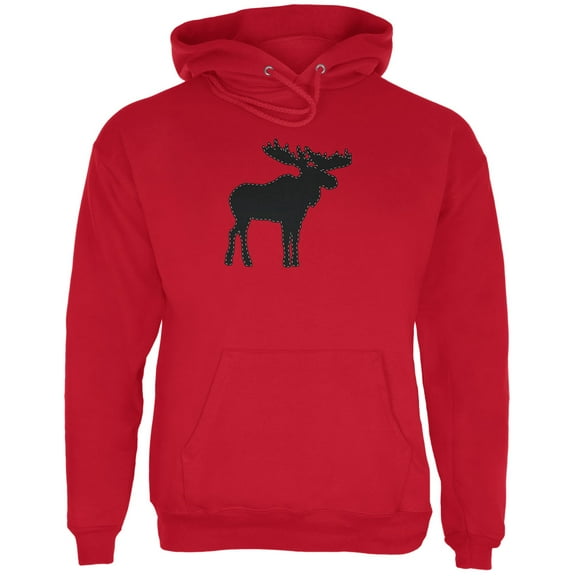 Old Glory Mens Moose Faux Stitched Long Sleeve Graphic Hoodie
