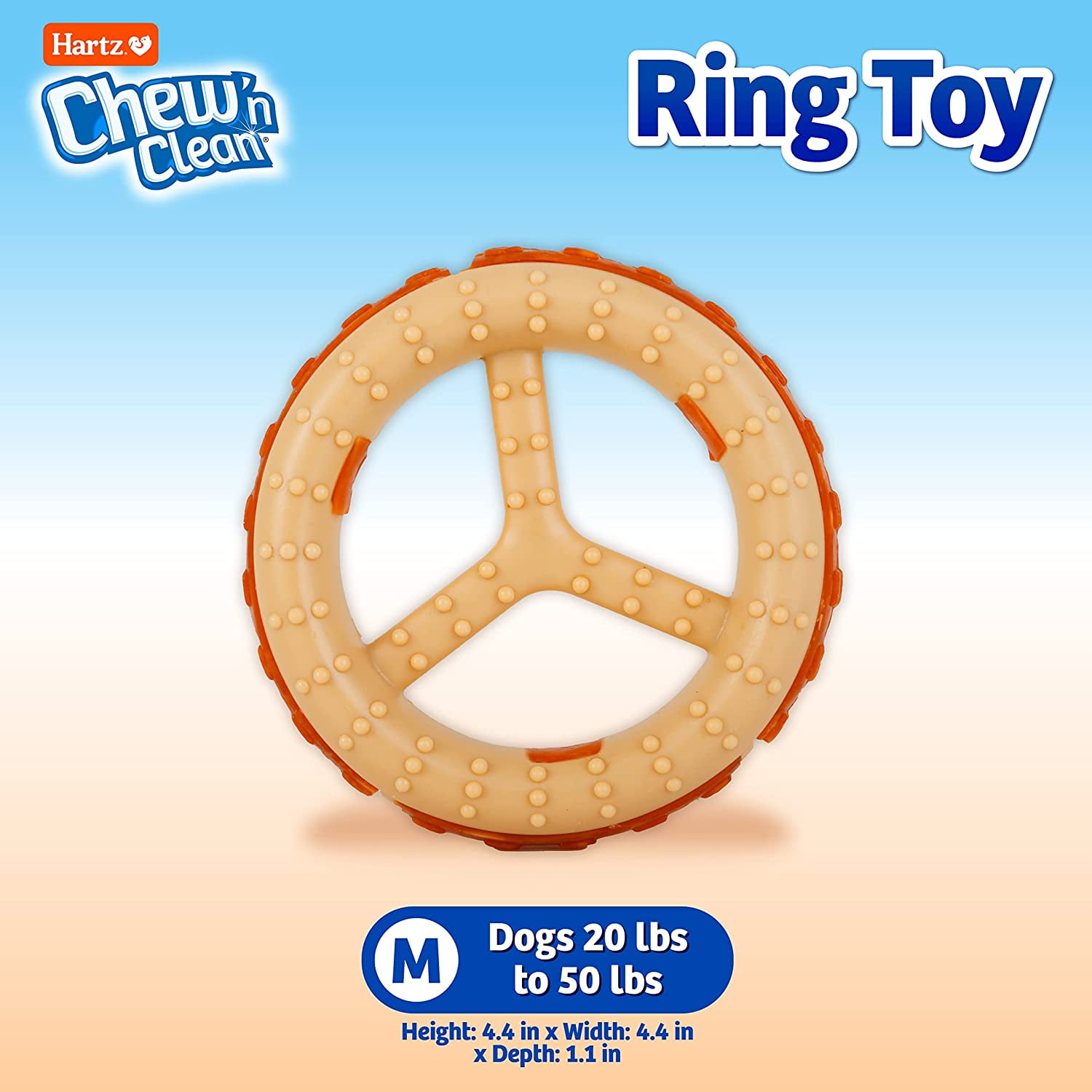 Hartz Chew ‘n Clean Chew Toy and Treat in One Chicken Flavored Ring Dog Toy, Nylon, Medium