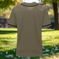 thumbnail image 5 of Uootdi Summer Tops for Women V Neck Contrast Trim Button Front Short Sleeve Relaxed Fit Shirts Baseball Sport Breathable Workout Tees Women, 5 of 8