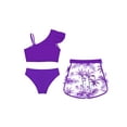 thumbnail image 4 of Manyakai Maillot de Bain 3 Pcs pour Filles Imprimé Tropical Bikini Piscine Plage Violet 6, 4 of 5