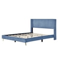 thumbnail image 4 of Spaco Corduroy Platform Bed Frame with Metal Legs, Platform Bed Frame Queen Size with Wood Slat Support, Easy Assembly, Blue, 4 of 9