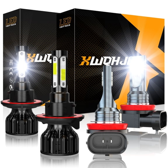 9008 H11 LED Headlight Bulbs Kit 350% Brighter Hi-Lo Beam Fog Light Combo 6000K White 4-Bulbs