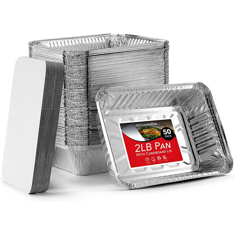 Stock Your Home aluminum pans take out containers with lids (50