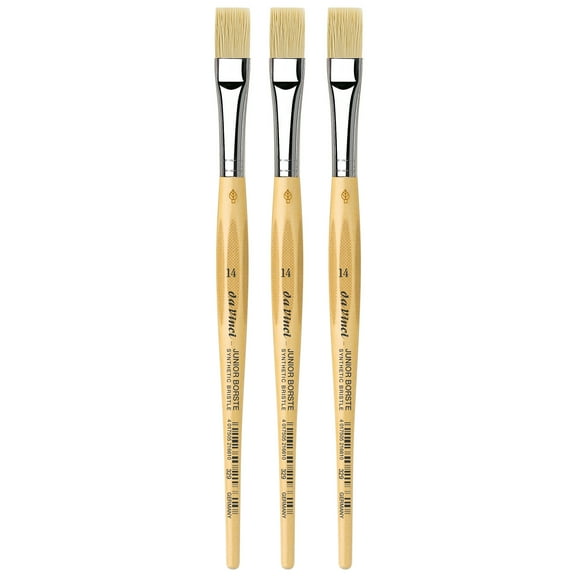 da Vinci JUNIOR BORSTE Synthetic Student Brush, Synthetic, Tempera, Flat, Series 329, Size 14, Pack of 3