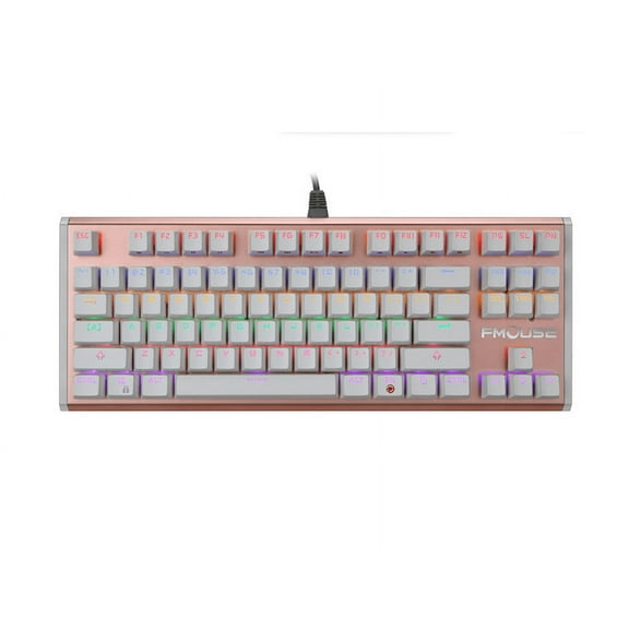 FMOUSE K902 Multicolor Backlit 87 Keys Green axis Mechanical Gaming Keyboard with Blue Switches (Rose Gold)