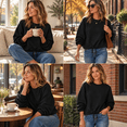 thumbnail image 5 of Jsaierl Womens Sweatshirts Fall Solid Color Round Neck Sweatshirt Cozy Basic Pullover Soft Jogging Long Sleeve Shirts, 5 of 9