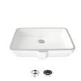 thumbnail image 6 of Stylish Undermount 20.37" W x 14.25" D White Rectangular Porcelain Bathroom Sink with 2 overflow rings P-209H, 6 of 11