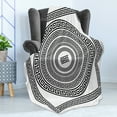 thumbnail image 4 of Greek Key Soft Flannel Fleece Throw Blanket, Traditional Meander Border Set Square and Circles Antique Frame Pack, Cozy Plush for Indoor and Outdoor Use, 60" x 80", Black White, by Ambesonne, 4 of 5