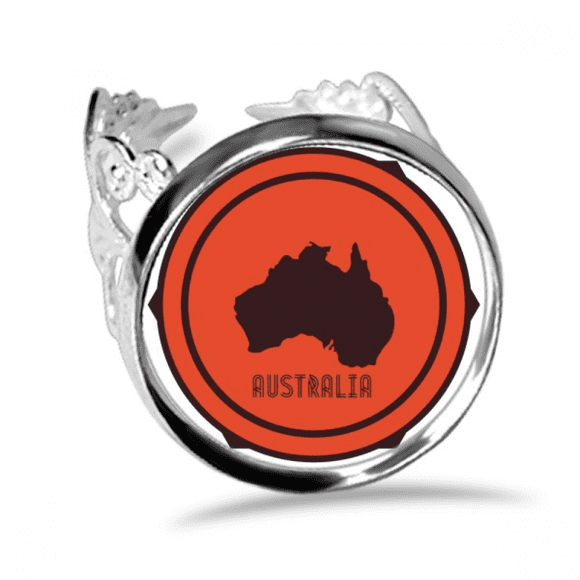 Australia Flavor Map Emblem Illustration Ring Adjustable Love Wedding Engagement