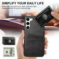 thumbnail image 2 of SaniMore Case for Samsung Galaxy S24 6.2" 2024, Card Slots [Up to 2] Wear-resistant PU Leather Skin Shockproof PC Backplane Anti-fall Slim Lightweight Shell for Samsung Galaxy S24,  Black, 2 of 5