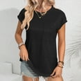 thumbnail image 2 of cfhntfmh Women Lounge Tops Baggy Short Sleeve Crewneck Tops Ribbed Summer Beach Comfy Solid Color Basic T-Shirts, 2 of 4
