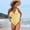 Light yellow, variant on Solid color one-piece swimsuit, backless one-piece swimsuit (women's)