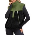 thumbnail image 6 of Sleeveless Fleece Sherpa Patchwork Vest Coat Women Winter Casual  Half Zipper Jacket Coat, 6 of 7
