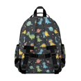 thumbnail image 3 of Dinosaur and Planet Navy Blue Pattern Cute School Backpack Bag for School with Padded Back and Adjustable Shoulder Straps 15.25"x11.5"x5.25", 3 of 5