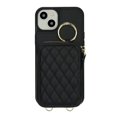 thumbnail image 2 of For Apple iPhone 15 RFID Blocking Wallet Case Magnetic Flip Cover Multi-Card Slots Zipper Pocket With Ring Clasp Detachable Shoulder Strap And Wrist Strap,Black,For iPhone 15, 2 of 10