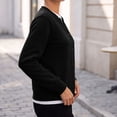 thumbnail image 4 of cocolona Womens Sweatshirts no Hood Crew Neck Patchwork Casual Long Sleeve Button Trendy Pullover Sweatshirts, 4 of 6