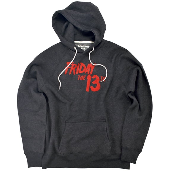 Friday The 13Th Logo Unisex Adult Slim Fit Pull-Over Heather Hoodie, Charcoal, Small