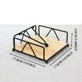 thumbnail image 3 of HCTSHG Kitchen Decor Black Napkin Holder,Modern Metal Napkin Holder with Wooden Base Plate,Farmhouse Rustic Design for Kitchen Dining,Cocktail Picnic Bar for Paper Napkins, Mail, and Bills ﻿, 3 of 4