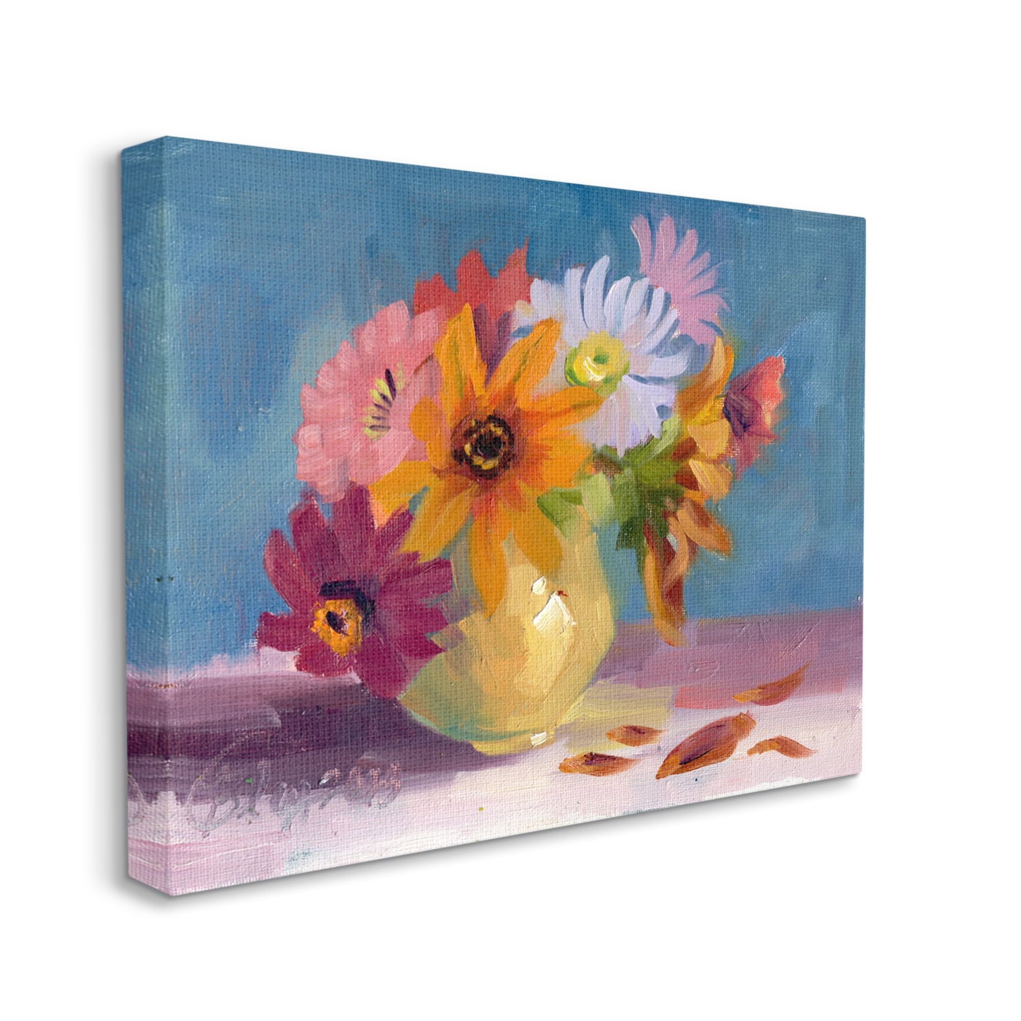 Stupell Industries Vivid Mums Painting Botanical & Floral Painting Gallery Wrapped Canvas Art Print Wall Art, 20 x 16
