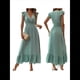 thumbnail image 3 of Vestido de Verano para Mujer, Elegante, con Escote en V, Volantes, Mangas Sueltas, Cintura Plisada, para Invitada de Boda. Verde S, 3 of 7