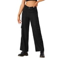 thumbnail image 1 of Pantalones cargo de mujer Daring Diva de tiro medio, anchos y holgados, estilo Y2K, casuales con bolsillos, color negro, 1 of 6