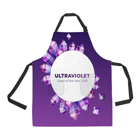

ABPHQTO Ultraviolet Amethyst Gemstones Ultra Violet Gems Apron Home Kitchen Apron with Pockets