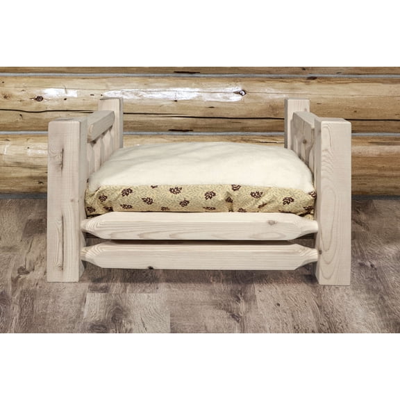 Homestead Collection Small Pet Bed w/ 16x20 Mattress, Clear Lacquer Finish