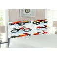 thumbnail image 2 of Motorcycle Headboard, Motorcycles Sportsman Competition Amusement Leisure Cartoon Illustration, Upholstered Decorative Metal Bed Headboard with Memory Foam, Full Size, Black Yellow, by Ambesonne, 2 of 4