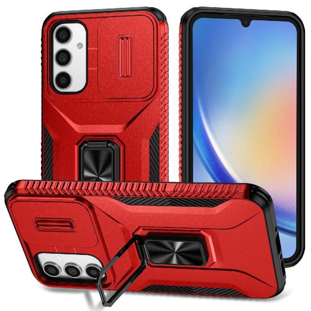 Funda para GANGXUN Samsung Galaxy A34 5G - Soporte metálico, Función magnética, Rojo