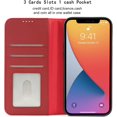 thumbnail image 3 of Compatible with iPhone 12 Pro Max Wallet Case,[3 Card Slots] [1 Cash Pocket] [Stand Feature] Magnetic Top Layer Leather Cover Shockproof Cat Eye Style Case for iPhone 12 Pro Max,6.7 inch Red, 3 of 17