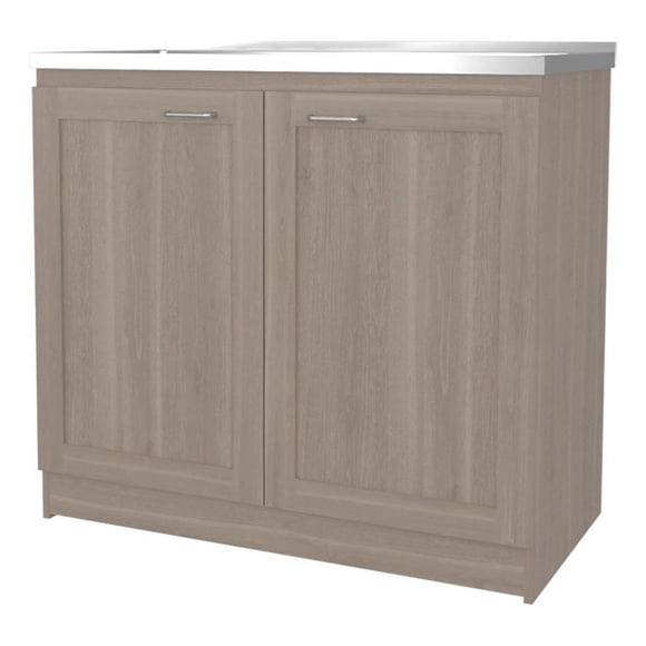 FM FURNITURE Haivana Utility Sink Base Cabinet with Double Doors White Oak
