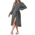 thumbnail image 2 of INSPIRE CHIC Women Robe Long Sleeve V-neck Bathrobe Knit Kimono Long Loungewear Lightweight Sleepwear with Side Pockets 2XL Dark Gray, 2 of 5
