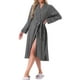 thumbnail image 2 of INSPIRE CHIC Bata de mujer de manga larga con cuello en V, bata de baño de punto tipo kimono, ropa de descanso ligera con bolsillos laterales, 2XL gris oscuro, 2 of 5