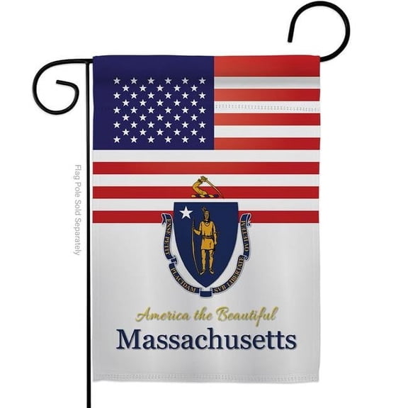 Americana Home & Garden G142573-BO 13 x 18.5 in. USA Massachusetts American State Vertical Garden Flag with Double-Sided House Decoration Banner Yard Gift