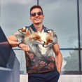 thumbnail image 4 of Honeii Romantic Flower Fox print Polo Shirt, a classic short-sleeved, button-down golf shirt designed for men3X-Large, 4 of 6